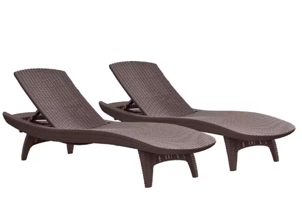 Grenada Brown All-Weather Adjustable Resin Patio Chaise Lounger Set of 2 (Clearance)