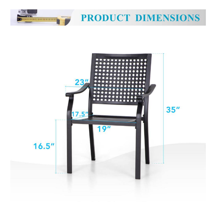 Stackable Metal Outdoor Dining Chair with Armrest (2-Pack)