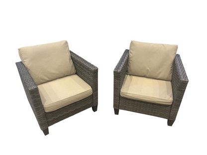 2-Pack Wicker Patio Outdoor Single Sofa with Beige Cushion