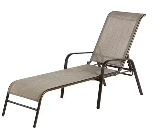 Mix and Match Sling Outdoor Patio Chaise Lounge in Riverbed Taupe (Clearance)