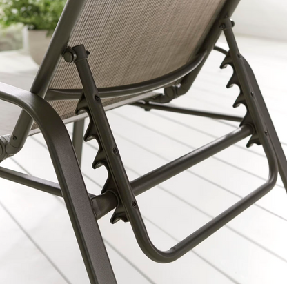 Mix and Match Sling Outdoor Patio Chaise Lounge in Riverbed Taupe (Clearance)