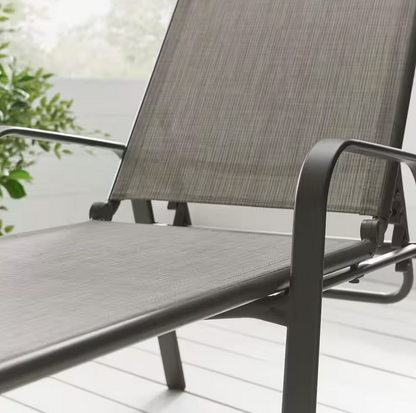 Mix and Match Sling Outdoor Patio Chaise Lounge in Riverbed Taupe (Clearance)