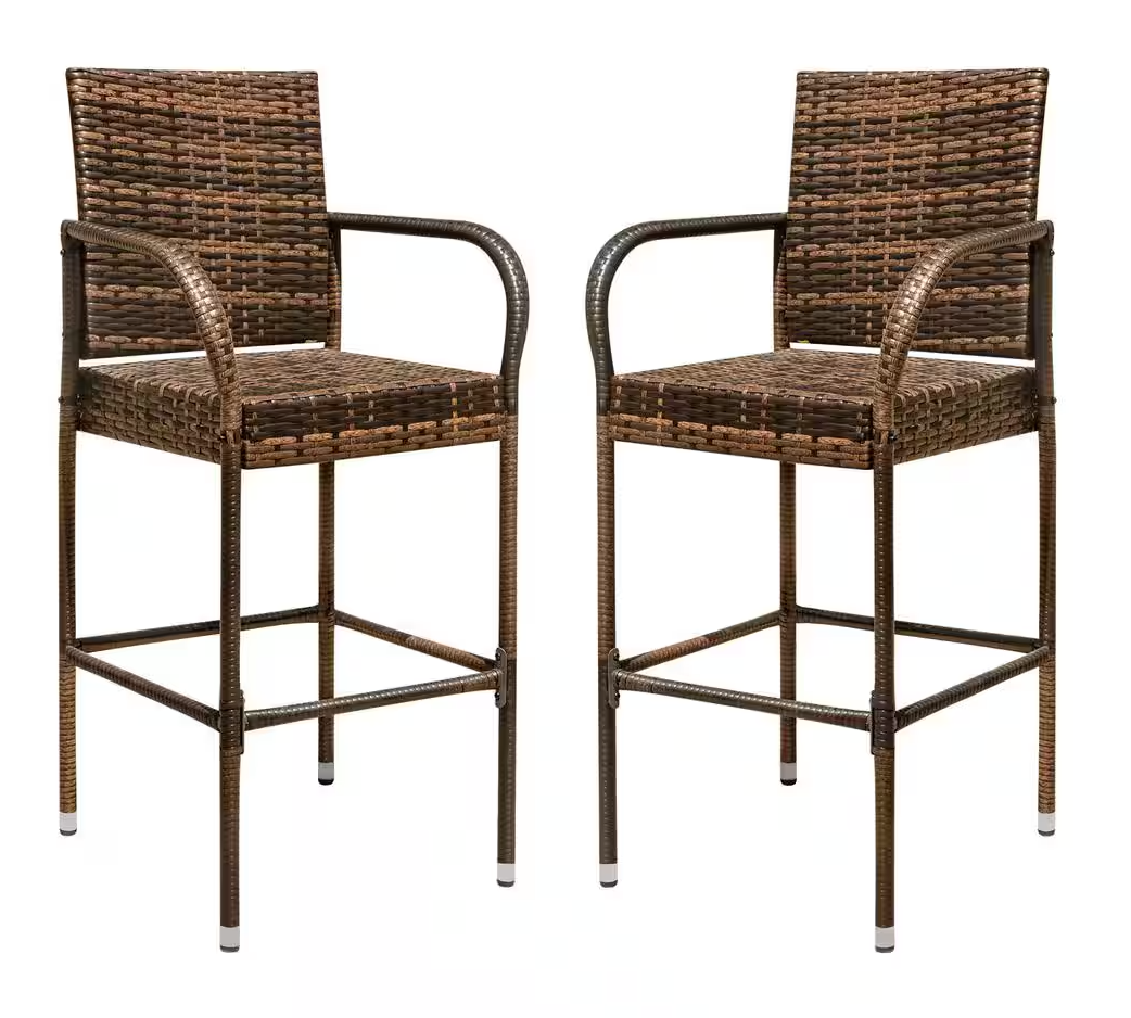 Chillrest Rattan Wicker Outdoor Bar Stool 2 Pack (Clearance)