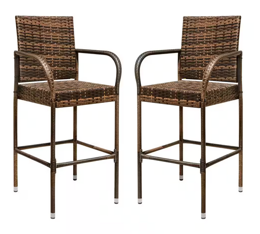 Chillrest Rattan Wicker Outdoor Bar Stool 2 Pack (Clearance)