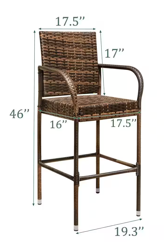 Chillrest Rattan Wicker Outdoor Bar Stool 2 Pack (Clearance)