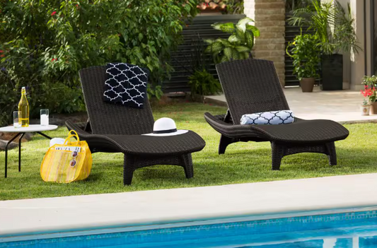 Grenada Brown All-Weather Adjustable Resin Patio Chaise Lounger Set of 2 (Clearance)
