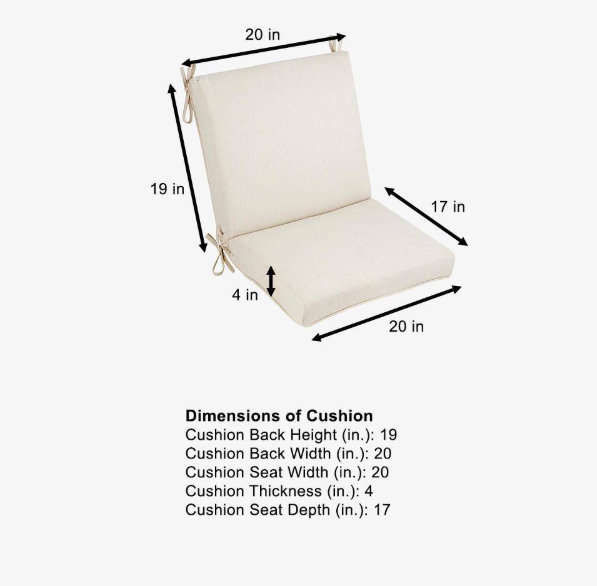 20 in. x 17 in. CushionGuard One Piece Mid Back Outdoor Dining Chair Cushion in Almond Biscotti