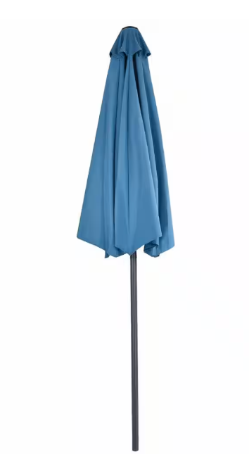 9 ft. Steel Half Round Patio Market Umbrella in Blue without Weight Base
