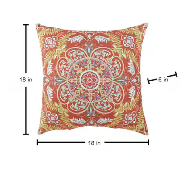 18 in. x 18 in. Sienna Medallion Square Outdoor Throw Pillow
