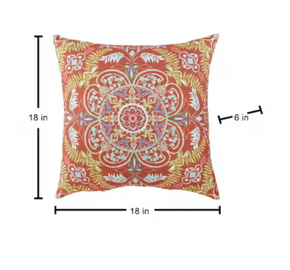 18 in. x 18 in. Sienna Medallion Square Outdoor Throw Pillow