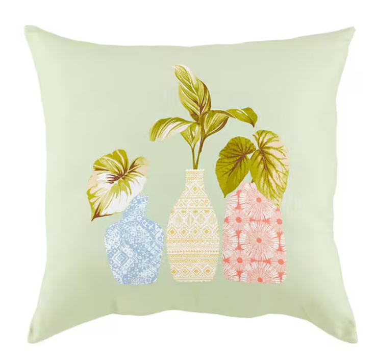 18 in. x 18 in. Carafe Leaf Square Outdoor Throw Pillow