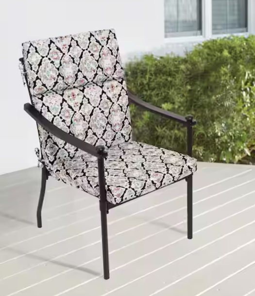 20 in. x 24 in. Windsor Distressed Geo Outdoor High Back Dining Chair Cushion