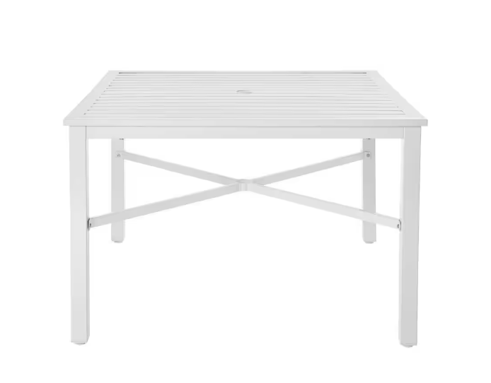 White Swivel Outdoor Patio Seating Set With Umbrella Hole