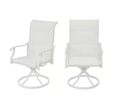 White Swivel Outdoor Patio Seating Set With Umbrella Hole