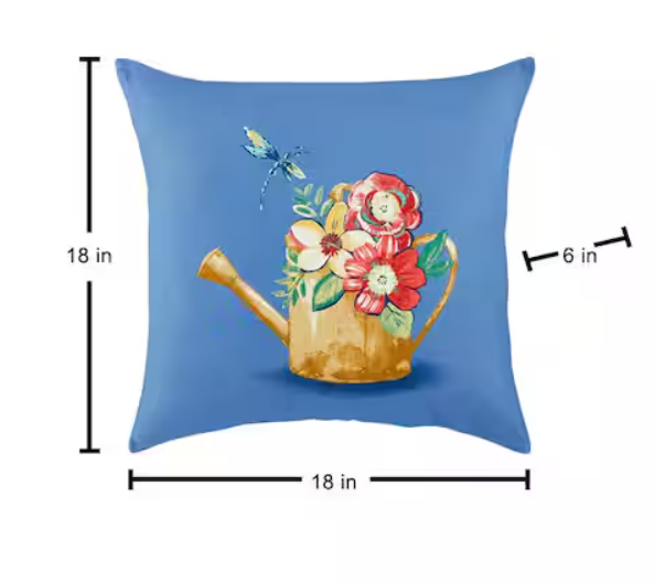 18 in. x 18 in. Garden Pail Square Outdoor Throw Pillow