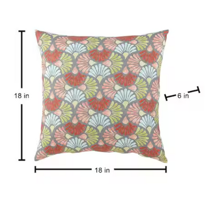 18 in. x 18 in. Tear Floral Square Outdoor Throw Pillow
